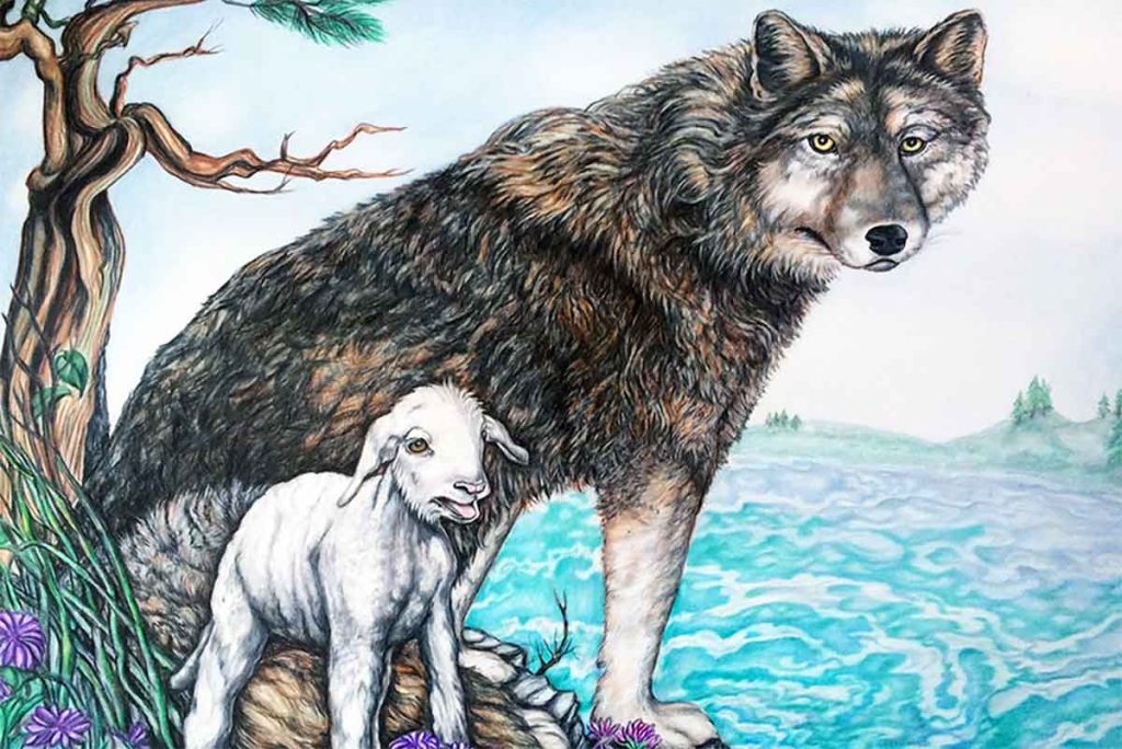 Крылов - Волк и ягненок, иллюстрация