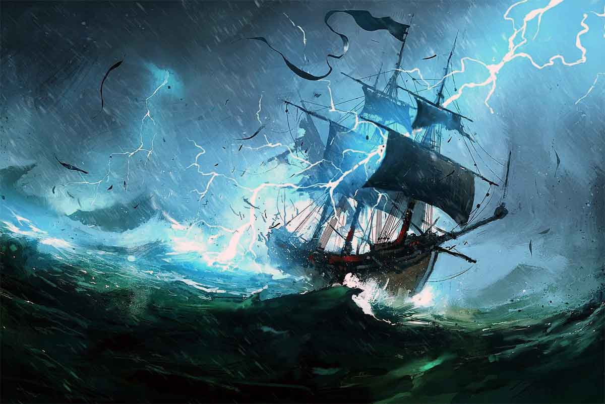 Буря с берега - Брюсов, иллюстрация