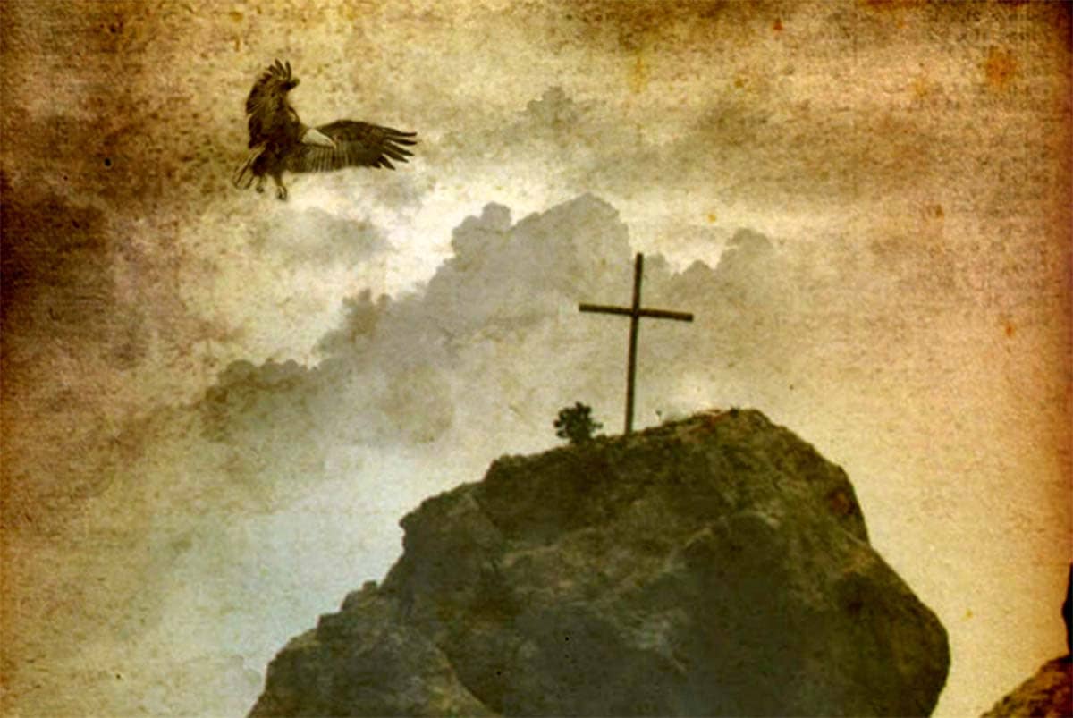 Крест на скале - Лермонтов, иллюстрация